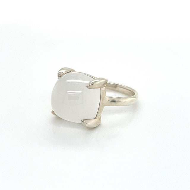 Metal Tiffany & Co. Paloma Picasso Sugar Stacks Milky Quartz Sterling Silver Ring Size 6 For Sale - Image 7 of 8
