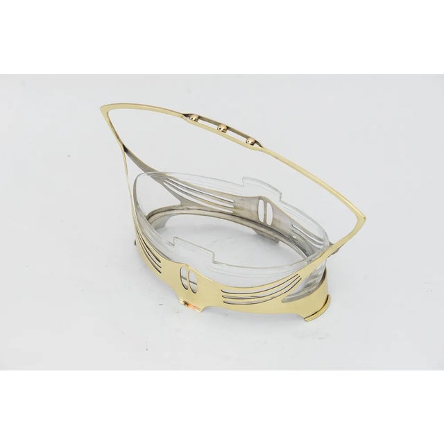 Very elegant argentor centerpiece art deco vienna around 1920s Brass polished and stove enameled Original glass