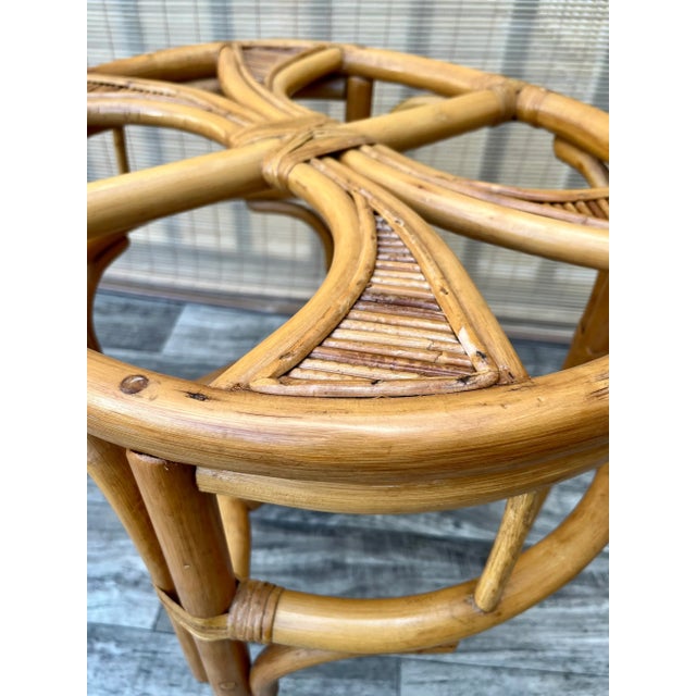 Costal Style Split Bamboo and Rattan Boho Side Table. Circa 1980s For Sale - Image 11 of 12