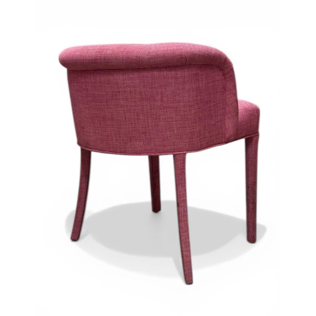 A 1970s Custom Upholstered Vanity Armchair With a Single Rolled Arm and Tapered Legs. For Sale - Image 4 of 4