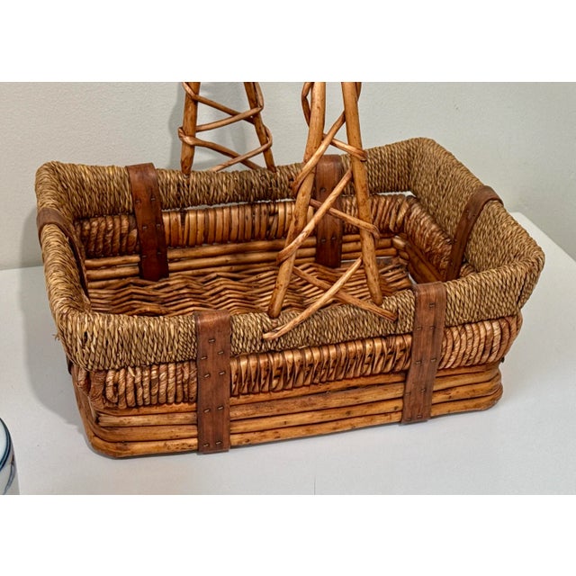 Wicker & Rattan Basket Handled Basket For Sale In New York - Image 6 of 11