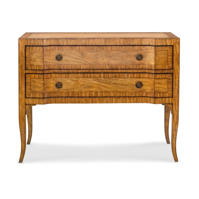 This elegant two-drawer chest showcases timeless craftsmanship and refined simplicity. With its gentle cabriole legs and...