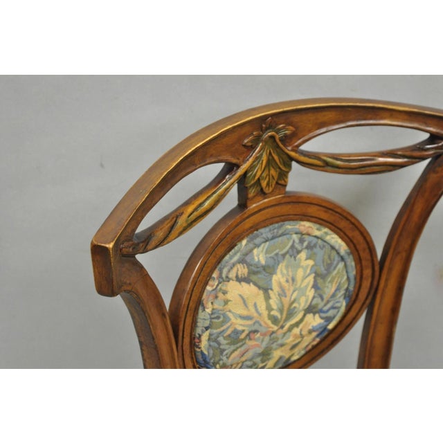 Vintage French Regency Style Carved Walnut Drape Back Dining Side Chair Set of 4 For Sale - Image 11 of 15