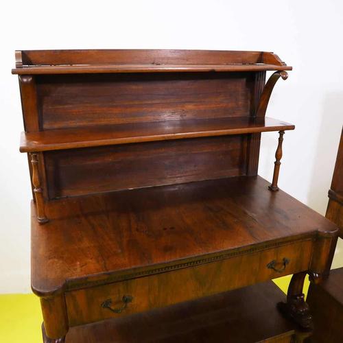 Pair of Wooden Sideboards with Carved Legs and Doors