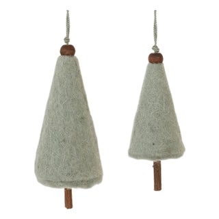 Felt Wool Pine Tree Ornament (Set of 8) For Sale