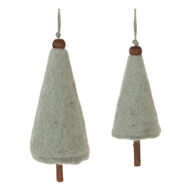 Felt Wool Pine Tree Ornament (Set of 8) For Sale