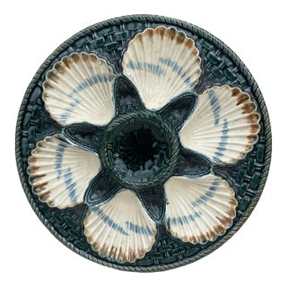 19th Century Majolica Oyster Plate Longchamp For Sale