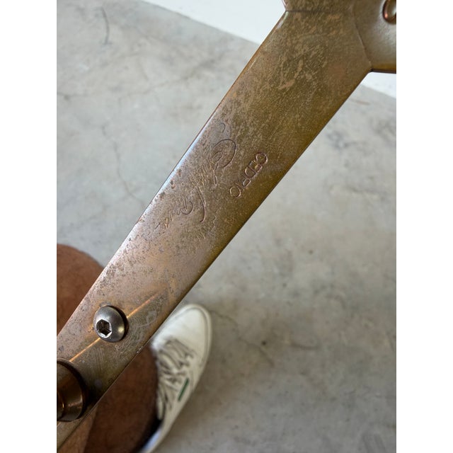 Bronze 1970s Cedric Hartman Mid-Century Bronze Tripod Side Table With Concrete / Ceramic Top For Sale - Image 8 of 12