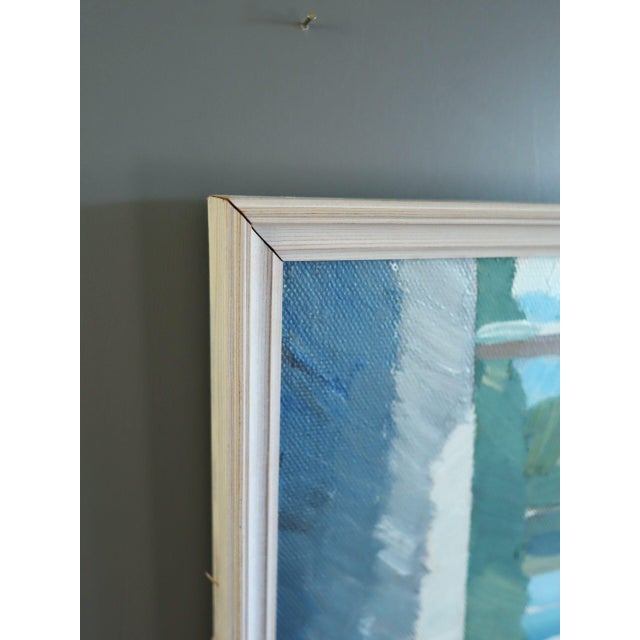 1988 Modernist 'View Across the Lake' Vintage Original Landscape Oil Painting, Framed For Sale - Image 6 of 11