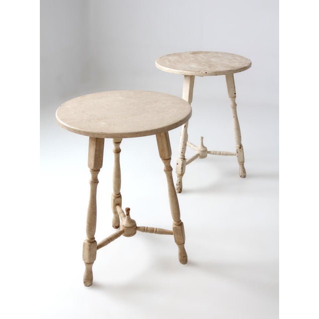 Pair of Vintage Cottage Pedestal Side Tables For Sale - Image 12 of 17