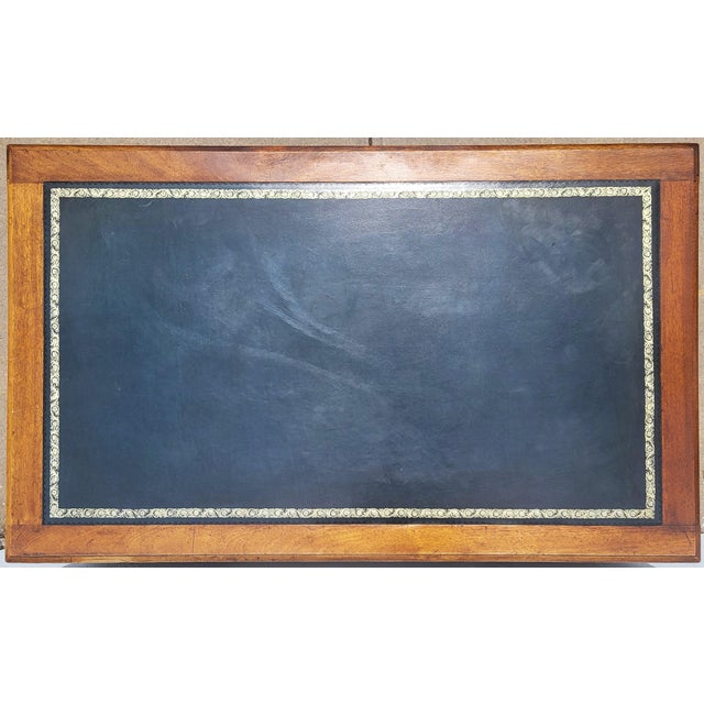Vintage American Regency Style Tooled Leather Top Writing Executive Desk For Sale - Image 9 of 15