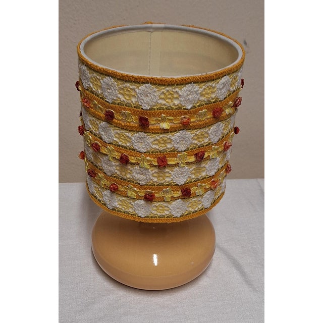 Vintage Yellow Ceramic Table Lamp from Hölscher-Leuchten with Fabric Shade from Lamplove, 1980s For Sale - Image 6 of 9