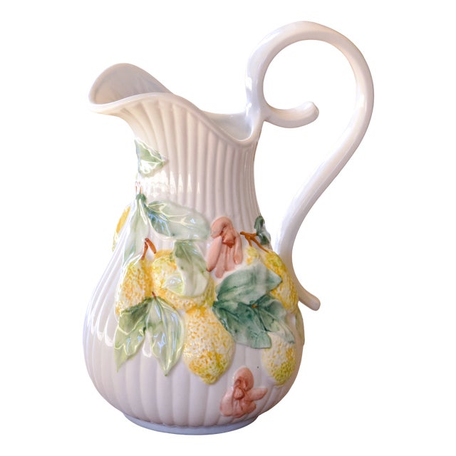 Large Vintage Lemon-Colored Earthenware Jug by Whats, 1970s For Sale