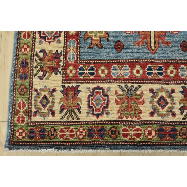 Kazak Runner 2’10” X 11’1” Blue Wool Tribal Hand-Knotted Oriental Rug For Sale - Image 10 of 13