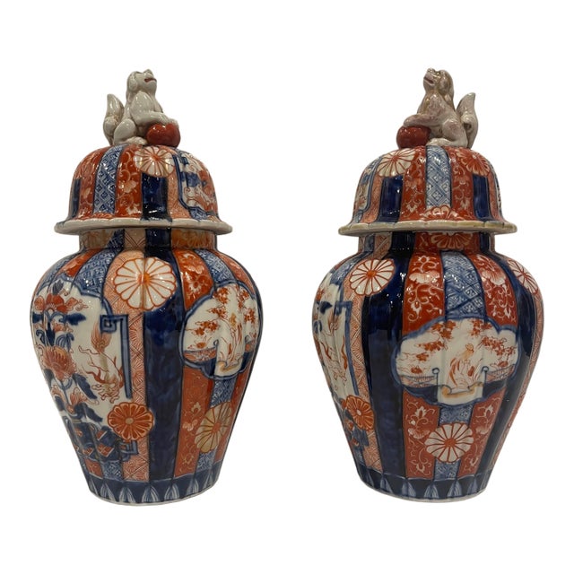 Pair of Japanese Meiji Period Porcelain Ginger Jars, 19th Century For Sale