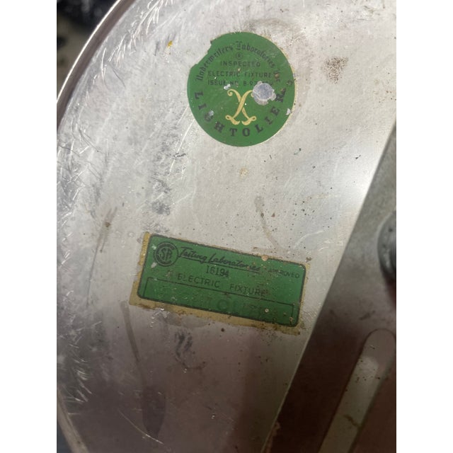 1950s Colorful Lightolier Round Metal and Ribbed Lucite Pendant Lamps - Set of 2 For Sale - Image 11 of 12