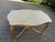 French 1940s Artisan Louis XVI Gold Beech Marble Coffee Table For Sale - Image 3 of 8
