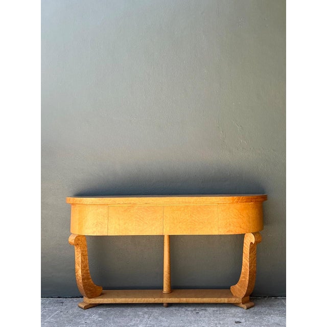 Art Deco Vintage Deco Burl Console Table For Sale - Image 3 of 18