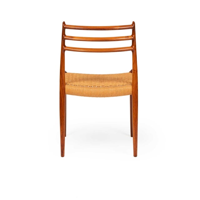 Brown Vintage Niels Otto Møller Model 78 Dining Chairs – Rosewood Danish Cord Set of 4 For Sale - Image 8 of 13