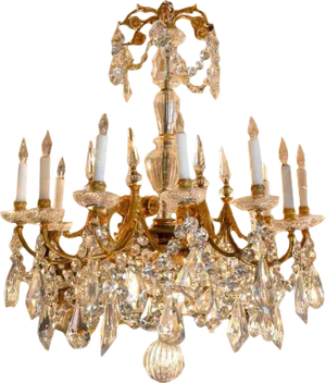19th C. French Dore Bronze W/ Cut Crystal Bobeche