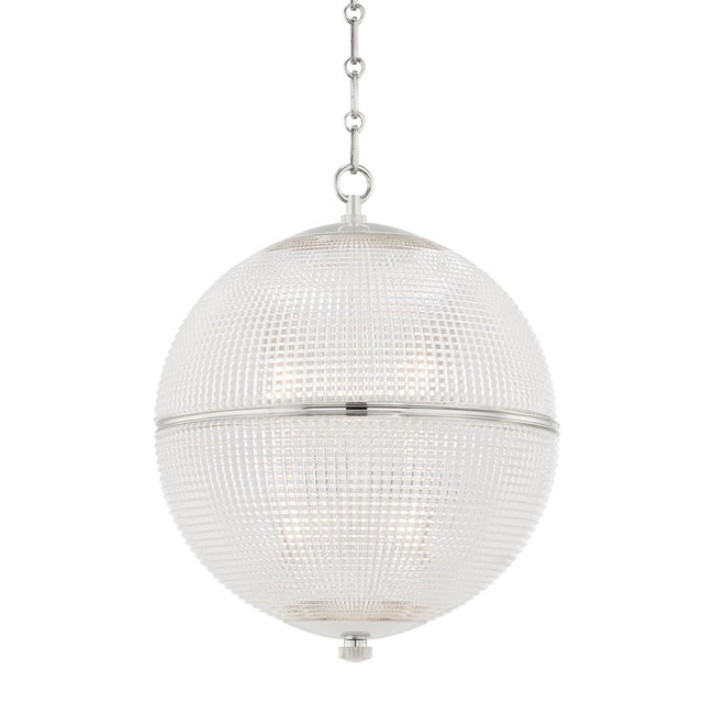 Transitional Mark D. Sikes 1 Light Sphere No. 3 Pendant, Large, Polished Nickel For Sale - Image 3 of 3