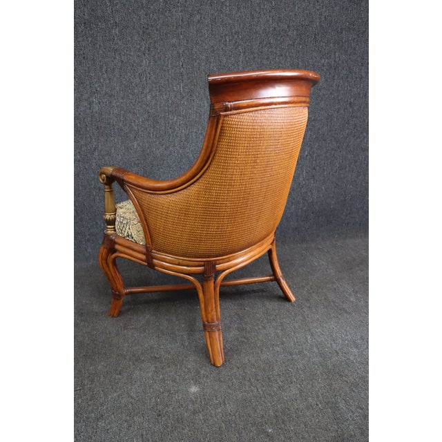 Ethan Allen Rattan and Bamboo Form Open Armchair Chairish