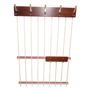 Space Age Coat Rack in White/Brown For Sale