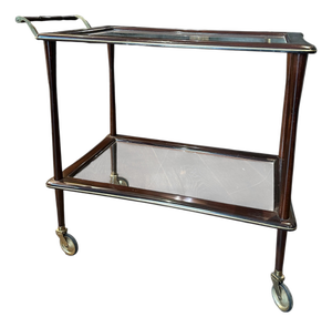 Vintage Italian Walnut and Brass Bar Cart, 1950