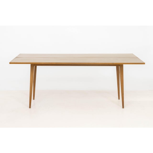 Edward Wormley for Dunbar Expanding Console Table, the folding top above tapered legs, paper label to underside. Closed:...
