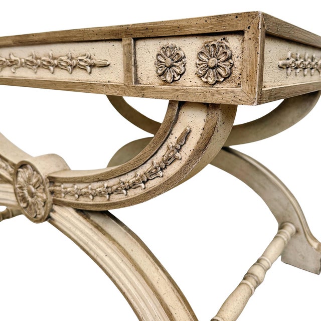 Wood 1960 Neoclassical Regency Style Burl Walnut & Painted Curule Accent Tables by Heritage - Pair For Sale - Image 7 of 15