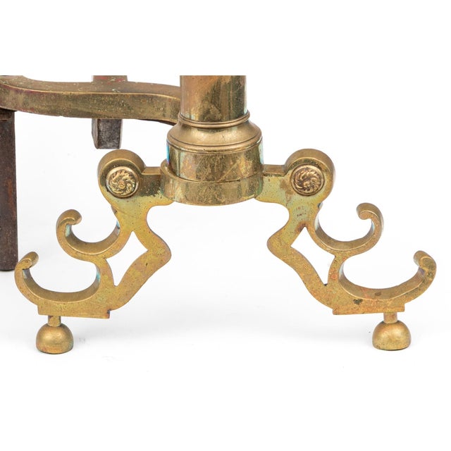 Antique Neoclassical Style Brass and Iron Double Lemon Andirons—A Pair For Sale In New York - Image 6 of 10