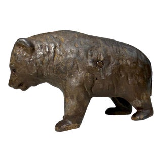 Antique 1910 Cast Iron Pre-Teddy Bear Animal Still Coin Bank by Arcade Foundry For Sale
