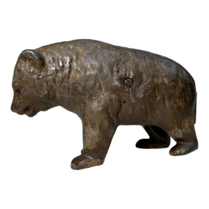 Antique 1910 Cast Iron Pre-Teddy Bear Animal Still Coin Bank by Arcade Foundry