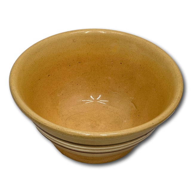 This really is a Very Nice Looking Antique American Yellow Ware Kitchen Batter Mixing Bowl. Circa Late 19th Century. These...