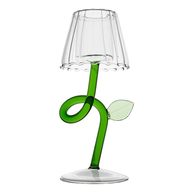 Firefly Tealight with Green Swirl Stem & Leaf For Sale