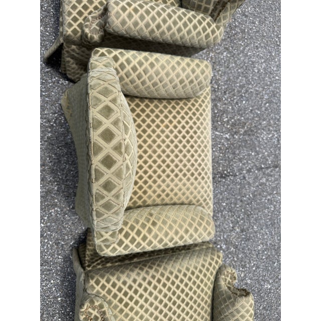 Textile 4 Dining Chairs Upholstered Cut Velvet Club Chairs Nancy Corzine Fabric. Nail Heads For Sale - Image 7 of 12