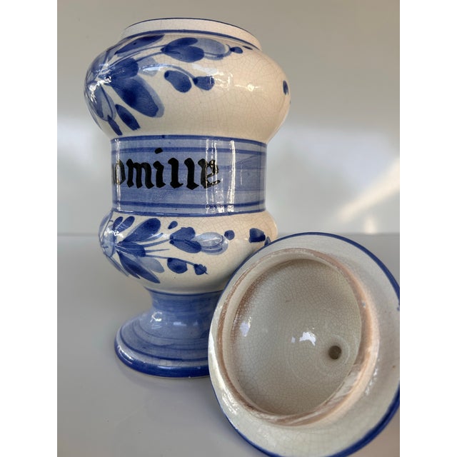 Blue Vintage French Camomille Apothecary Jar For Sale - Image 8 of 9