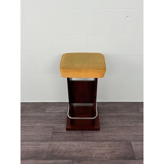 Vintage Italian Wooden Bar Stool with Padded Seat, 1970s For Sale - Image 4 of 15