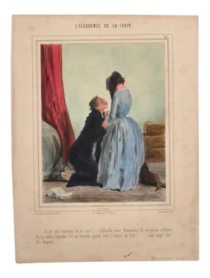 Paul Gavarni - L'éloquence De La Chair - Original Lithograph - Mid-19th Century