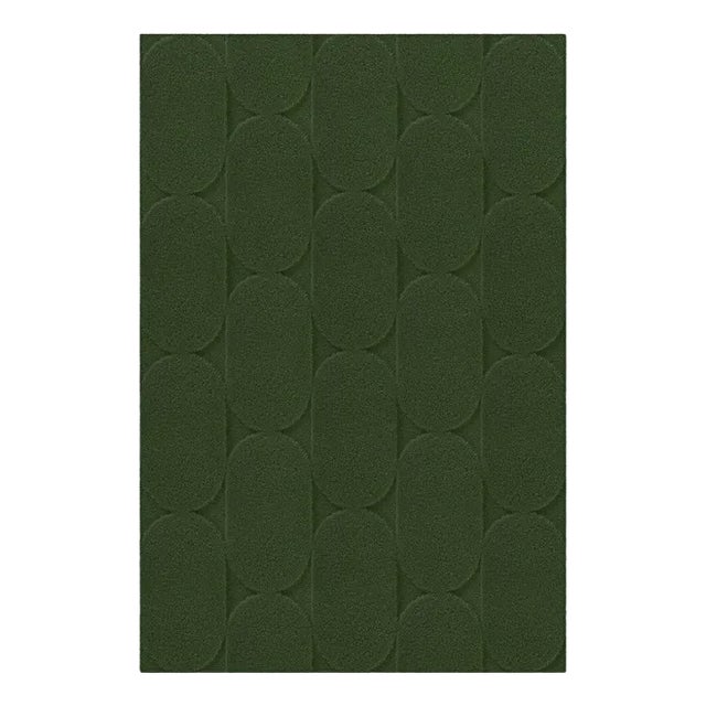 Dark Green Oval Textured Rug from Marqqa For Sale