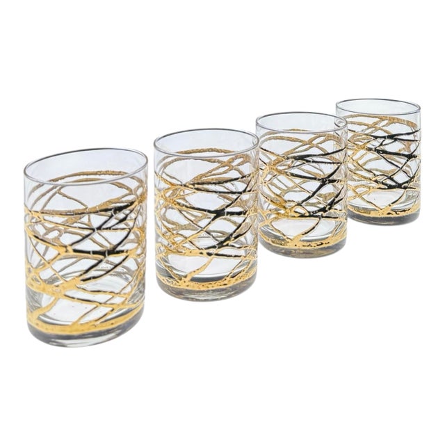 1970s Old Fashioned Glasses by Culver in the “Golden Ropes” Pattern - Set of 4 For Sale