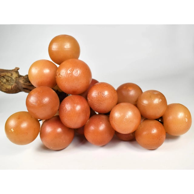 Mid 20th Century Mid 20th Century Italian Natural Alabaster Stone Grape Cluster With Natural Grape Vine For Sale - Image 5 of 11