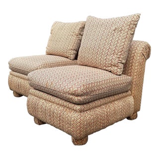 Vintage Pair of Billy Baldwin Style Rollback Slipper Chairs For Sale