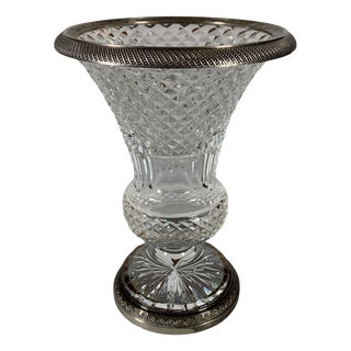 Baluster Vase in Cut Crystal and Silvered Bronze, 1830 For Sale