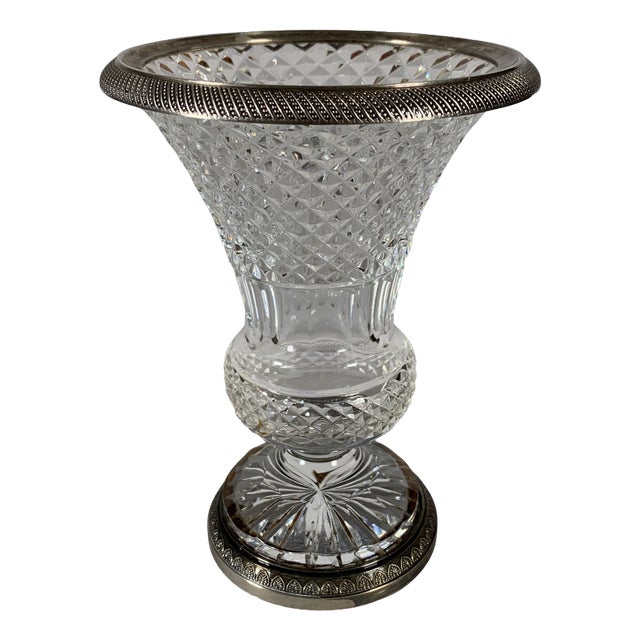 Baluster Vase in Cut Crystal and Silvered Bronze, 1830 For Sale