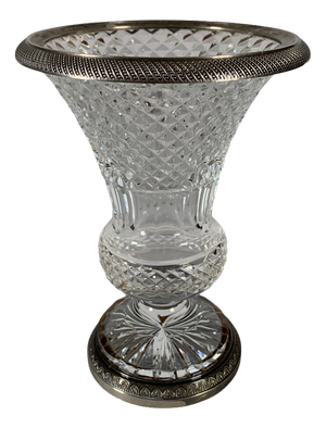 Baluster Vase in Cut Crystal and Silvered Bronze, 1830