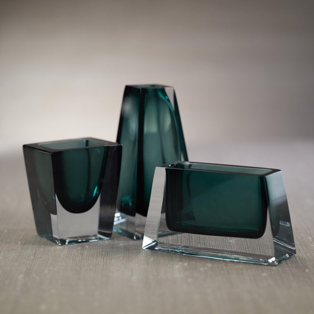 Contemporary Carrara Polished Green Glass Vase, 3" For Sale - Image 3 of 6