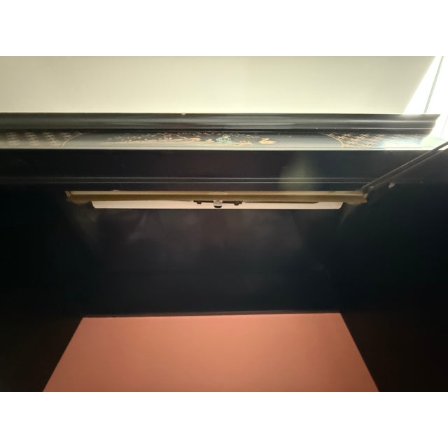 1940s Chinoiserie Black Lacquer Bookcase / China Display Cabinet For Sale - Image 17 of 18