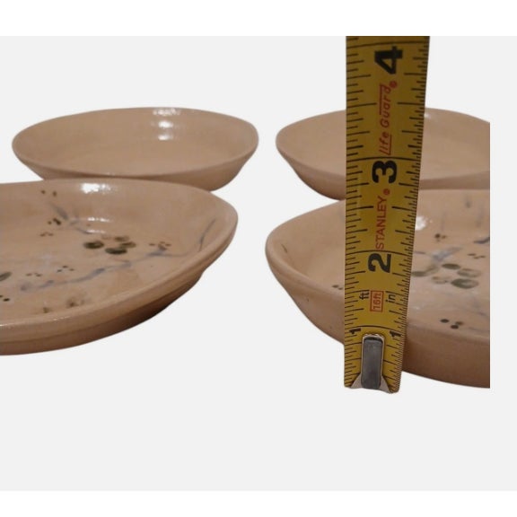 Beige Vintage Asian Pottery Sushi Plates Oriental Cherry Blossom Floral Hand Painted - 8 pcs For Sale - Image 8 of 9