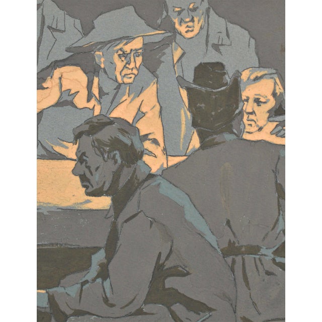 1950s Albert Goltjakov, Discussion, 1958, Mixed Media on Paper For Sale - Image 5 of 6